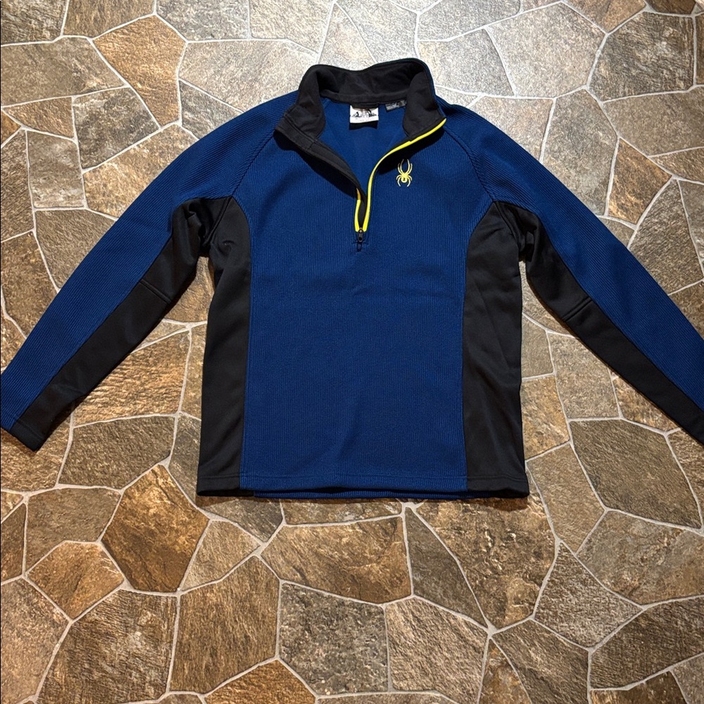 Spyder Men's Blue and Black 3/4 zip Sweater - Picture 3 of 8